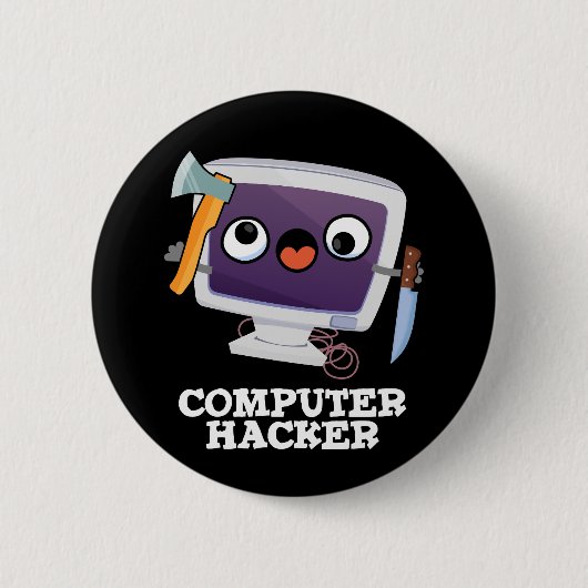 Badge Rond 5 Cm Computer Hacker Funny Technology Pun Dark BG (Devant)