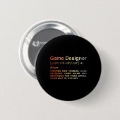 Badge Rond 5 Cm Concepteur de jeux Définition Programmateur de jeu (Devant & derrière)