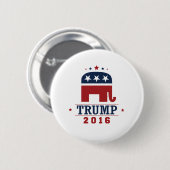 Badge Rond 5 Cm Conception 2016 d'éléphant de GOP d'atout (Devant & derrière)