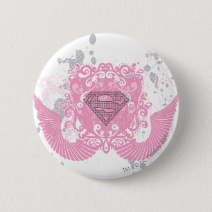 Badge Rond 5 Cm Conception à ailes par rose de Supergirl