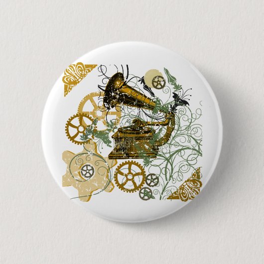 Badge Rond 5 Cm Conception affligée de Steampunk de regard (Devant)