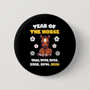 Badge Rond 5 Cm Conception année du cheval animal de compagnie zod