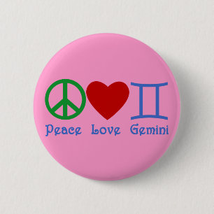 Badge Rond 5 Cm Conception astrologique de Gémeaux d'amour de pai