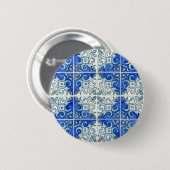 Badge Rond 5 Cm Conception bleue 2 de tuile - remous (Devant & derrière)
