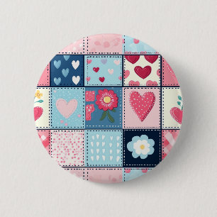 Badge Rond 5 Cm Conception Charming Cute Patchwork