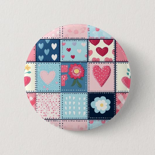 Badge Rond 5 Cm Conception Charming Cute Patchwork (Devant)