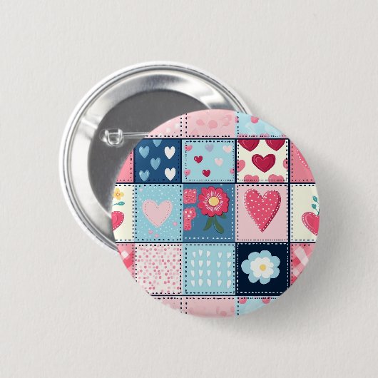 Badge Rond 5 Cm Conception Charming Cute Patchwork (Devant & derrière)