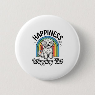 Badge Rond 5 Cm Conception d'amant de chien de queue qui remue de 