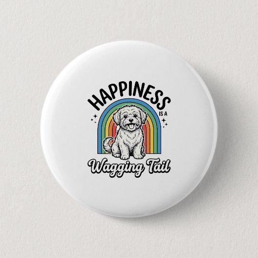 Badge Rond 5 Cm Conception d'amant de chien de queue qui remue de (Devant)