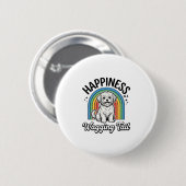 Badge Rond 5 Cm Conception d'amant de chien de queue qui remue de (Devant & derrière)