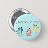 Badge Rond 5 Cm Conception d'anges de l'infirmière 3 d'hospice (Devant & derrière)