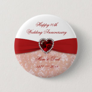 Badge Rond 5 Cm Conception d'anniversaire de mariage de damassé