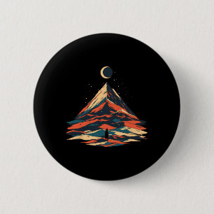 Badge Rond 5 Cm Conception d'aventure de montagne au clair de lune