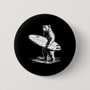 Badge Rond 5 Cm Conception d'aventure de plage cool d'ours de surf