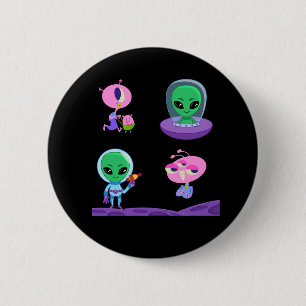 Badge Rond 5 Cm Conception de caractères Aliens 3D