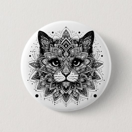 Badge Rond 5 Cm Conception de chat à motif mandala (Devant)