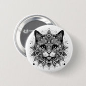 Badge Rond 5 Cm Conception de chat à motif mandala (Devant & derrière)