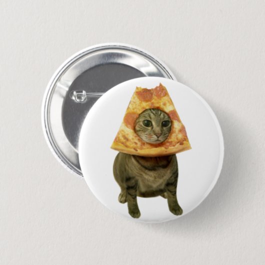 Badge Rond 5 Cm Conception de chat de pizza (Devant & derrière)