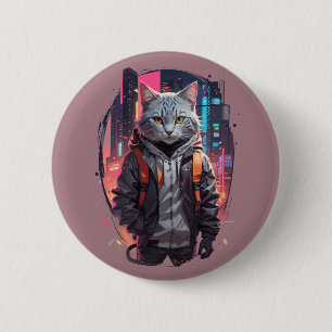 Badge Rond 5 Cm Conception de chat de rue urbaine