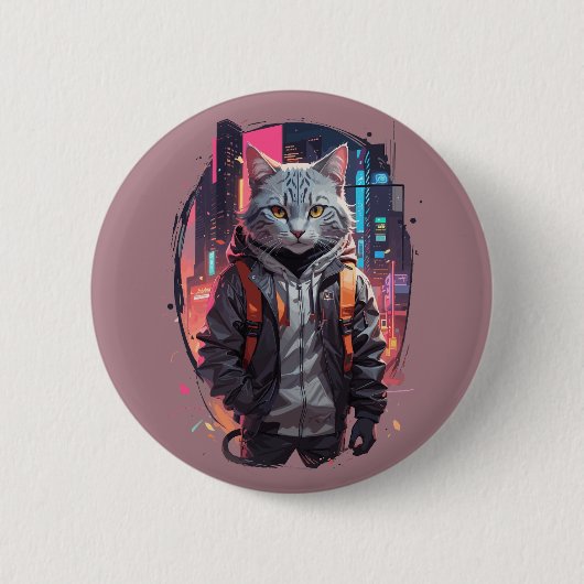 Badge Rond 5 Cm Conception de chat de rue urbaine (Devant)