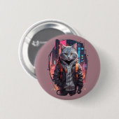 Badge Rond 5 Cm Conception de chat de rue urbaine (Devant & derrière)