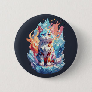 Badge Rond 5 Cm Conception de chat en cristal mignon Imaginaire