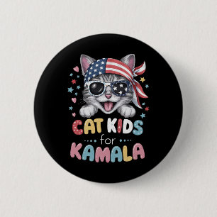 Badge Rond 5 Cm Conception De Chat Joueuse Pour Enfants