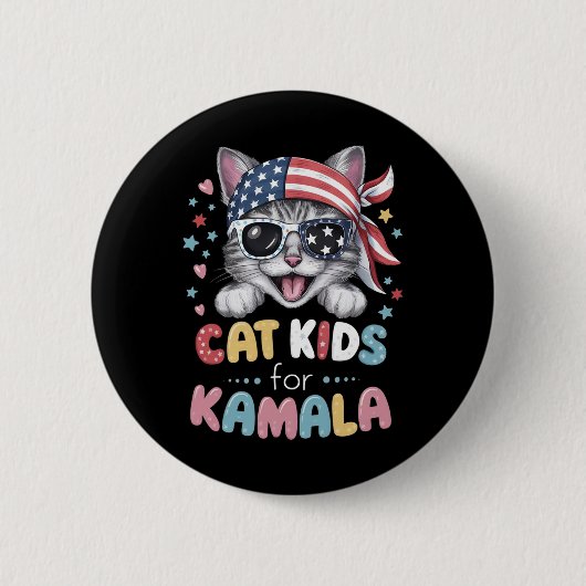 Badge Rond 5 Cm Conception De Chat Joueuse Pour Enfants (Devant)