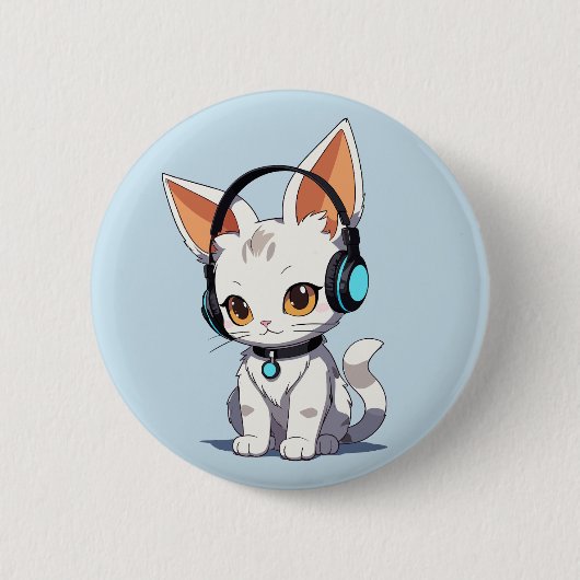 Badge Rond 5 Cm Conception de chat kawaii charmante (Devant)
