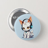 Badge Rond 5 Cm Conception de chat kawaii charmante (Devant & derrière)