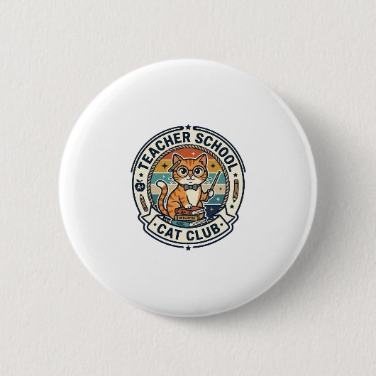 Badge Rond 5 Cm Conception de chat mignon de l'école d'enseignant (Devant)
