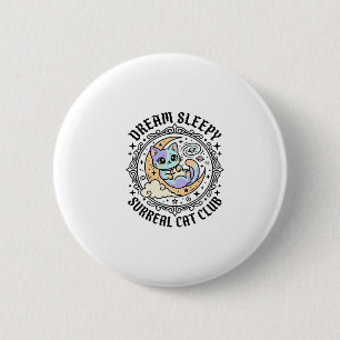 Badge Rond 5 Cm Conception de chat surréaliste endormi drôle -