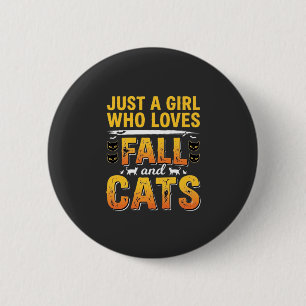 Badge Rond 5 Cm Conception de chats d'automne Halloween fille_1
