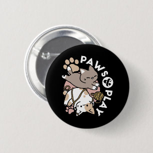 Badge Rond 5 Cm Conception de chats mignons et joueurs – Art de pa