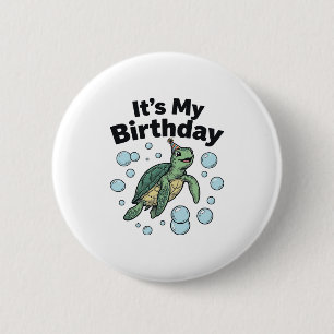 Badge Rond 5 Cm Conception de chemise d'anniversaire de tortue mar