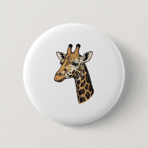 Badge Rond 5 Cm Conception de chemise de portrait de girafe gravur