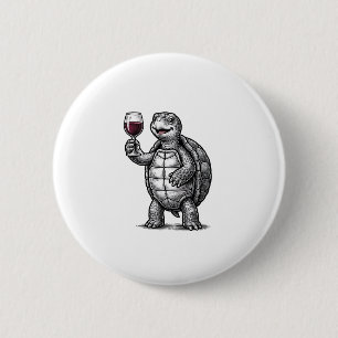 Badge Rond 5 Cm Conception de chemise de tortue vintage tenant un