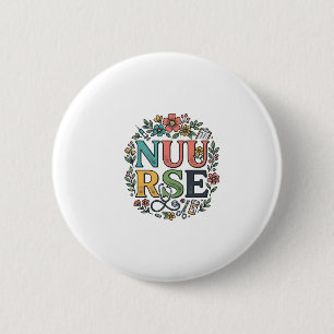 Badge Rond 5 Cm Conception de chemise d'infirmière florale Art méd