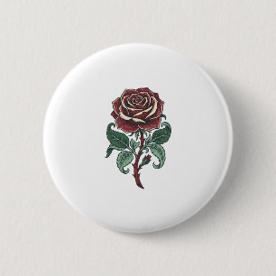 Badge Rond 5 Cm Conception de chemise florale de rose gravée vinta