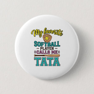 Badge Rond 5 Cm Conception de chemise Mon joueur de softball préfé