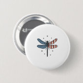 Badge Rond 5 Cm Conception de chemise vectorielle de libellule pat (Devant & derrière)