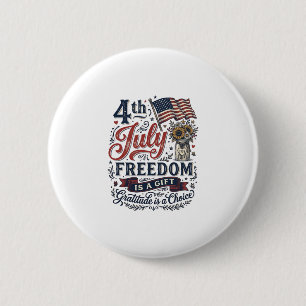Badge Rond 5 Cm Conception de chemise vintage de gratitude de libe