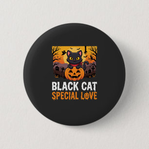 Badge Rond 5 Cm Conception de citrouille d'amour spécial chat noir