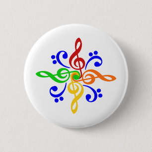 Badge Rond 5 Cm Conception de clef basse et triple