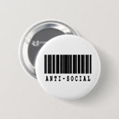 Badge Rond 5 Cm conception de code-barres antisociale (Devant & derrière)