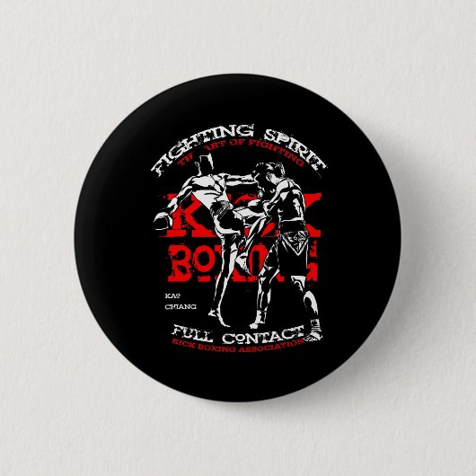 Badge Rond 5 Cm Conception de combattant de kick boxing pour les f (Devant)