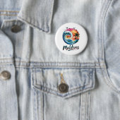 Badge Rond 5 Cm Conception de coucher de soleil tropical et de sur (En situation)
