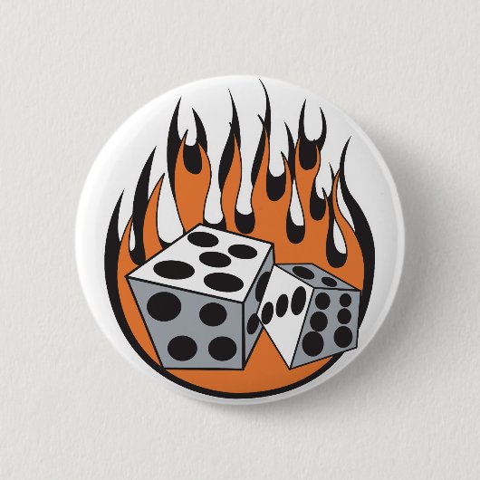 Badge Rond 5 Cm conception de dés enflammés rétro (Devant)