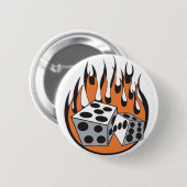 Badge Rond 5 Cm conception de dés enflammés rétro (Devant & derrière)