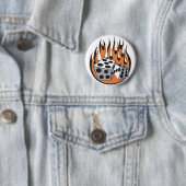 Badge Rond 5 Cm conception de dés enflammés rétro (En situation)